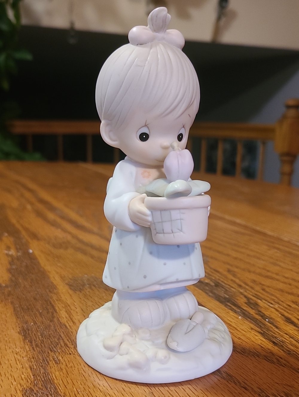 Precious Moments 'May' Girl Figurine in Pastel Pink and Cream